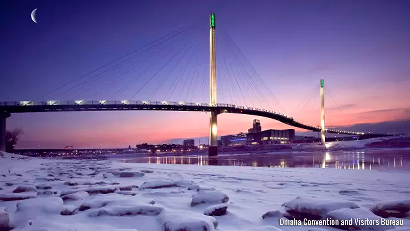 Omaha bridge in winter