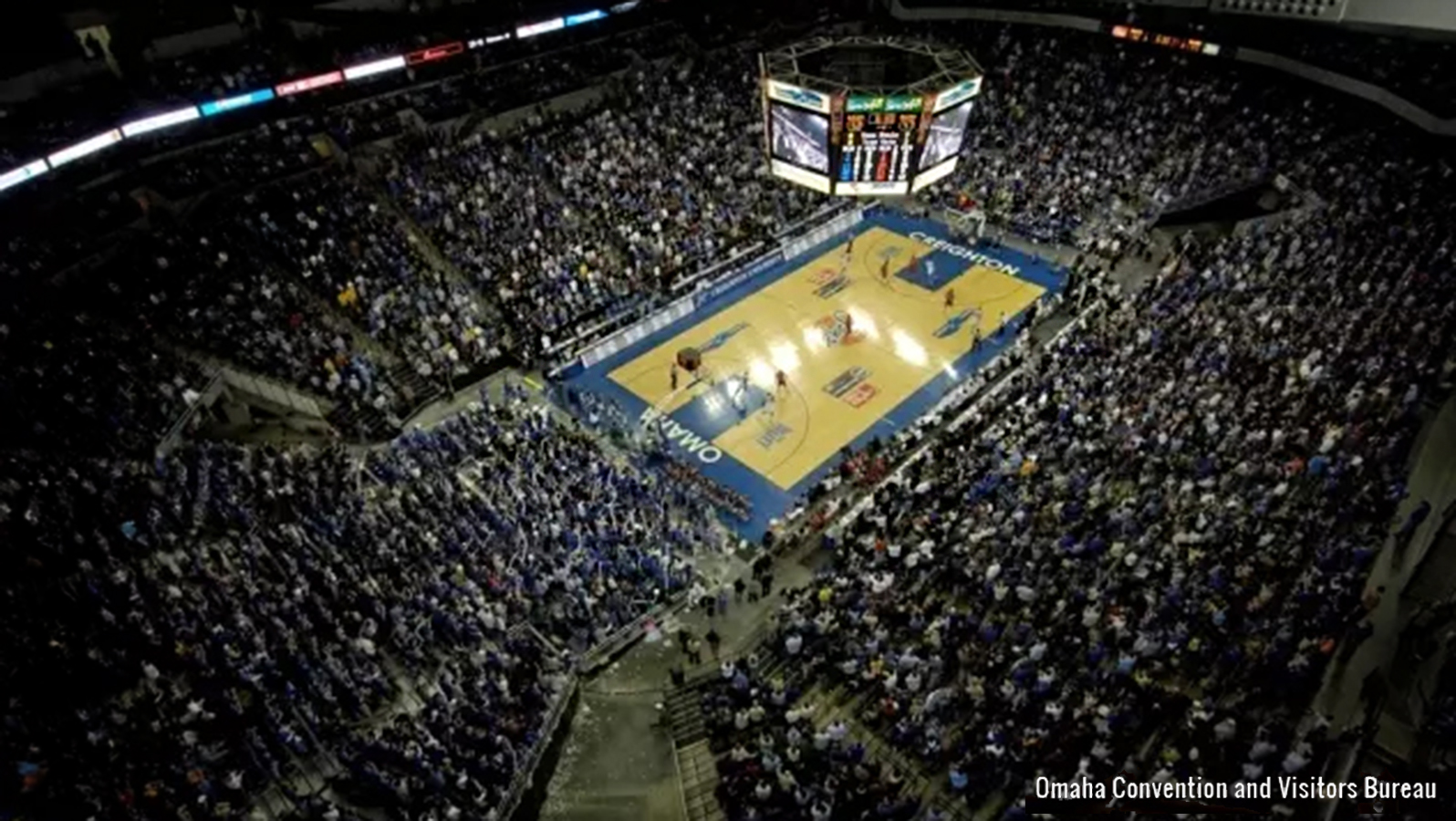Omaha sports basketball court with spectators