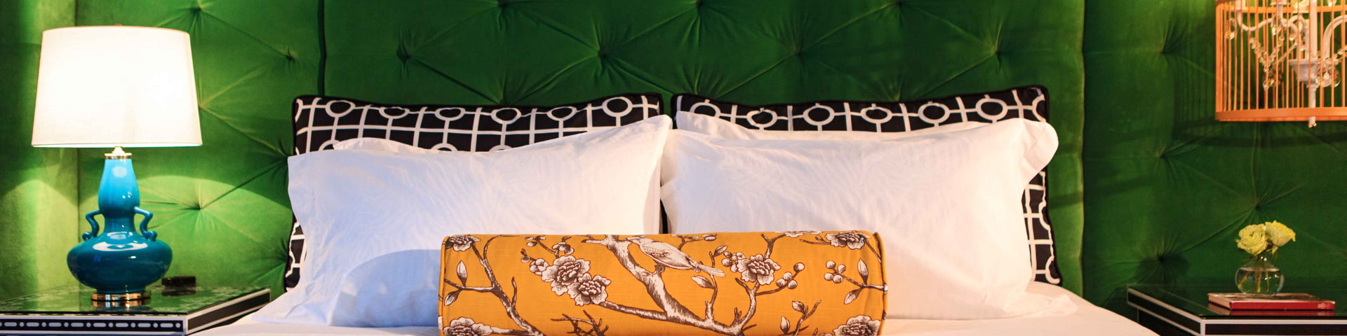 Headboard of a bed in a guestroom at Kimpton Hotel Monaco