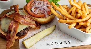 Bacon Cheeseburger and Fries at the Audrey Kitchen and Bar