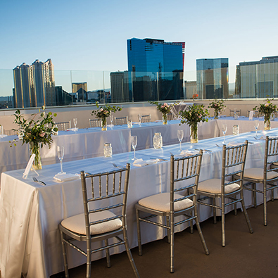 Outdoor Misora room wedding reception setup in the Platinum Hotel