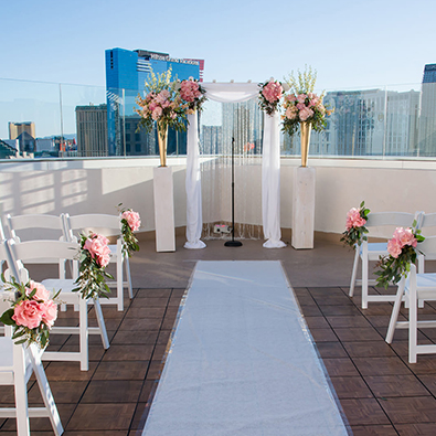 Wedding ceremony setup in platinum misora room terrace
