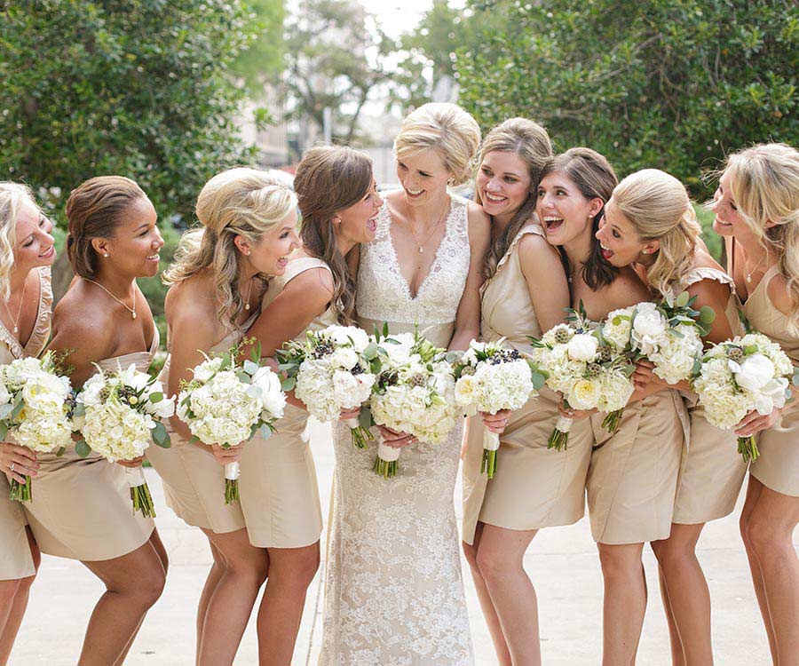 Bridesmaids and a bride at a wedding